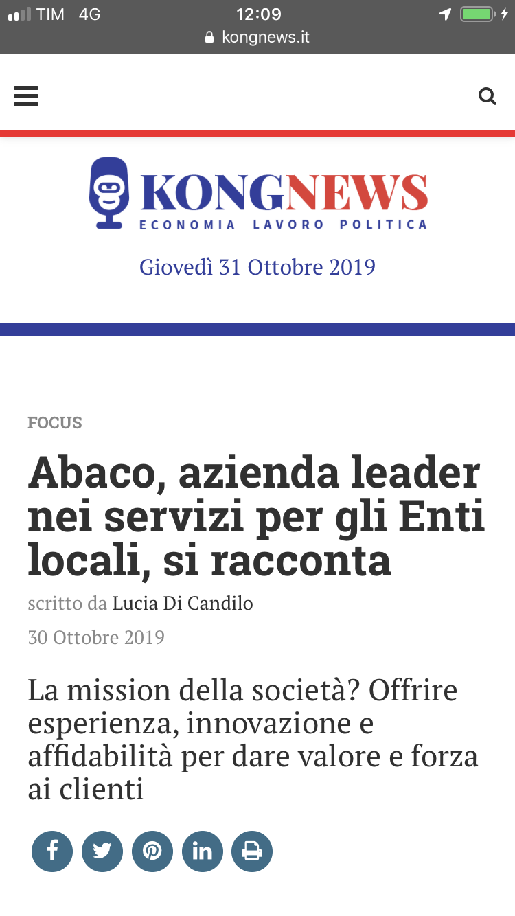 La testata giornalistica kongnews.it parla di Abaco